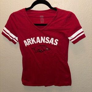 Arkansas Women’s XS Red V-Neck T-Shirt Game Day Collegiate Razorbacks